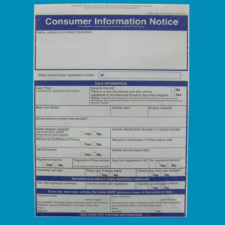 Consumer Info Notice Pad 100